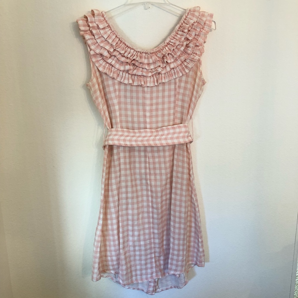 Bell Fine Garments Pink Check Ruffle Dress 8 - Picture 7 of 11